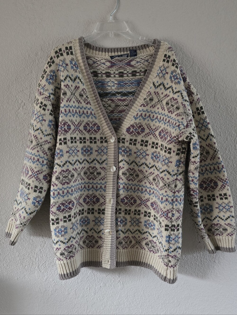 Vintage Best American Clothing Co Fair Isle Grandpa Cardigan Size Medium